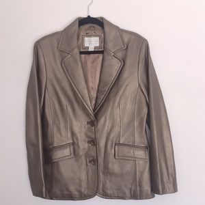 Worthington leather blazer jacket Brown Sz m